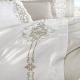 Beige & white Embroidery Duvet Set - The Linen House