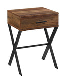 Drawer Metal and Wood Side Table - The Linen House