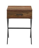 Drawer Metal and Wood Side Table