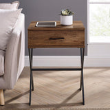 Drawer Metal and Wood Side Table - The Linen House