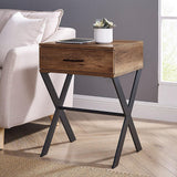 Drawer Metal and Wood Side Table - The Linen House