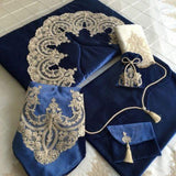 Velvet Prayer Mat Set (Blue) - The Linen House