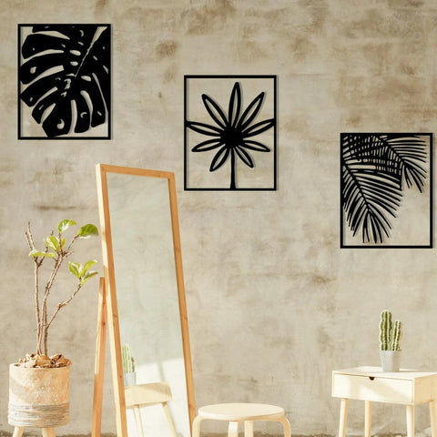 MONSTERA Metal Wall Art, Metal Wall Decor (pack of 3) - The Linen House
