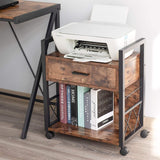 File Cabinet Industrial Printer Stand with Storage Home Office Cabinet 1 Drawer - The Linen House