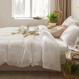 Ruched Lace Duvet Cover Set (White)