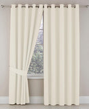 Plain Dyed Eyelet Curtains with linning (White)