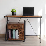 File Cabinet Industrial Printer Stand with Storage Home Office Cabinet 1 Drawer - The Linen House