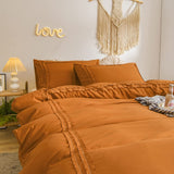 Ruched Lace Duvet Cover Set (Mustard)