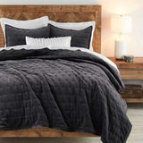 Grey Velvet Bedspread-King