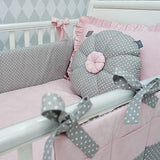 Light Pink & Grey Baby Cot Set - The Linen House