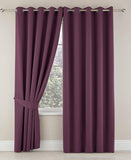 Plain Dyed Eyelet Curtains with linning (Purple)