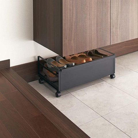 Low-Profile Hidden Storage Rolling Shoe Rack - The Linen House