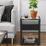 Side Table with Tempered Glass Top and Metal Shelf