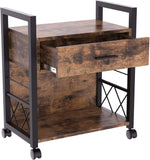 File Cabinet Industrial Printer Stand with Storage Home Office Cabinet 1 Drawer - The Linen House