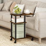 U-Shaped Side Table with Casters