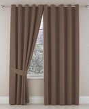 Plain Dyed Eyelet Curtains with linning (Brown)