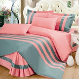 Grey & Light Pink Stripe Duvet Set - The Linen House