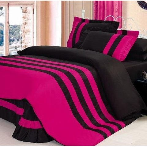 Shocking Pink With Black Stripe Duvet Set - The Linen House