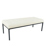 Off white Tufted Upholstered Bench - The Linen House