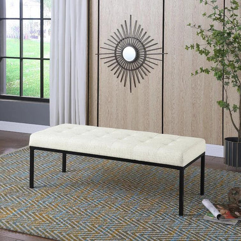 Off white Tufted Upholstered Bench - The Linen House
