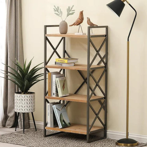 Carncoagh 54.3'' H x 24'' W Iron Etagere Bookcase MDF sheet shelves - The Linen House