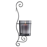 Vintage Black Wall Sconce Candle Holder Set (2) with Smoke Glass Hurricanes