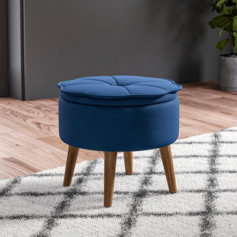 Velvet Tufted Round Storage Ottoman - The Linen House