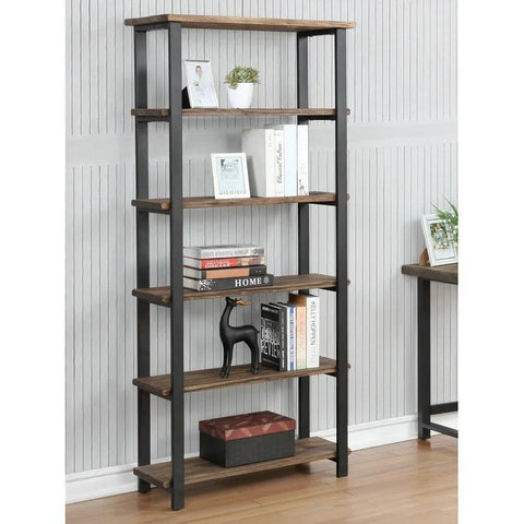 Iron Etagere Bookcase with Cabinet - The Linen House