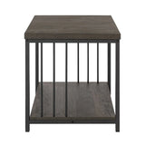 Furniture R Brown Metal Wood End Table