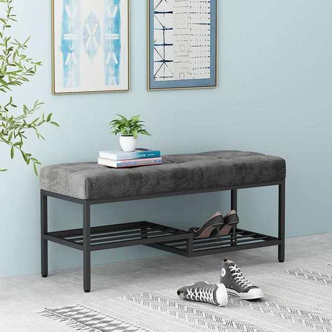 Hallway Upholstered Bench with Shoe Storage - The Linen House