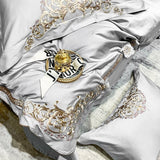 New Gleaming Embroidery with Grey Sateen Duvet Set