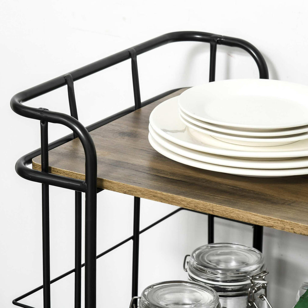 Rolling Kitchen Cart, Kitchen Storage Trolley with 3 Shelves - The Linen House