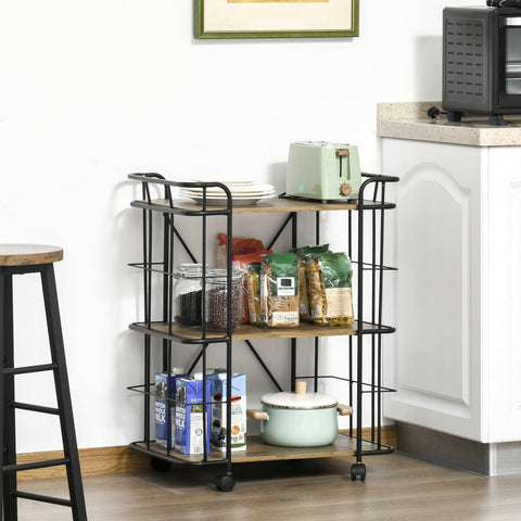 Rolling Kitchen Cart, Kitchen Storage Trolley with 3 Shelves - The Linen House