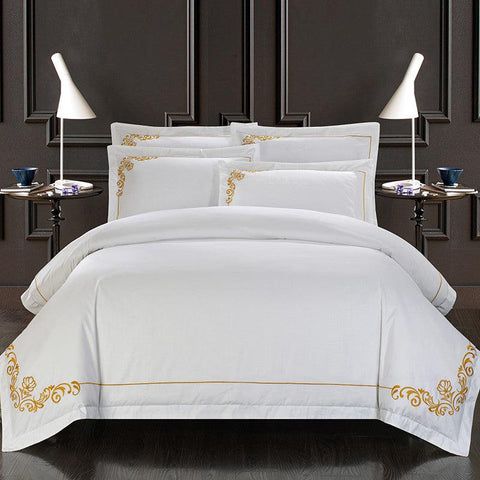 Luxury white Embroidery Duvet Set - The Linen House