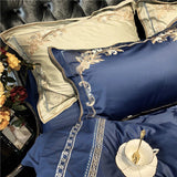 New Royal Blue Exquisite Embroidery Duvet Set