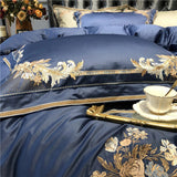 New Royal Blue Exquisite Embroidery Duvet Set