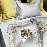 New Gleaming Embroidery with Grey Sateen Duvet Set