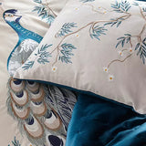 New Luxury Peacock Embroidered Duvet Set