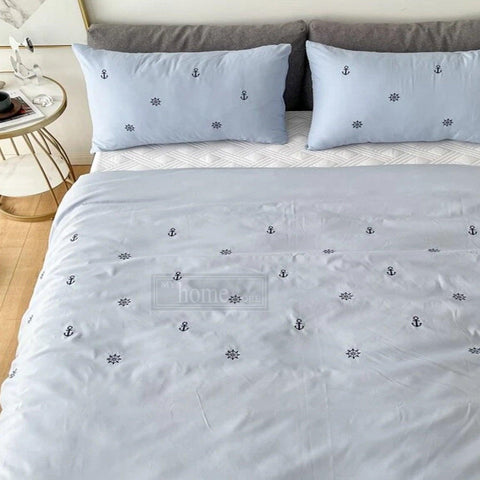 Anchor Embroidery Duvet Cover Set - The Linen House