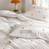 Daisy Flower Embroidered Duvet Cover Set