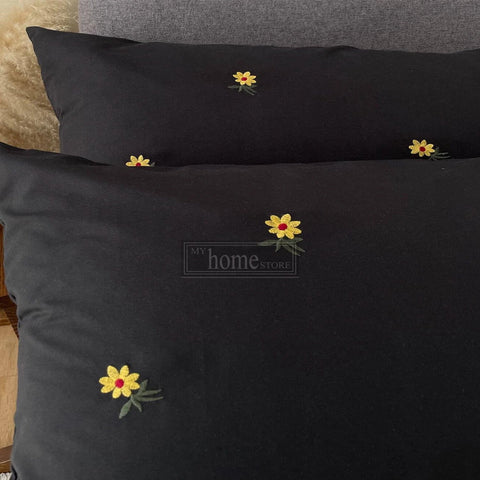 Daisy Flower Embroidered Duvet Cover Set