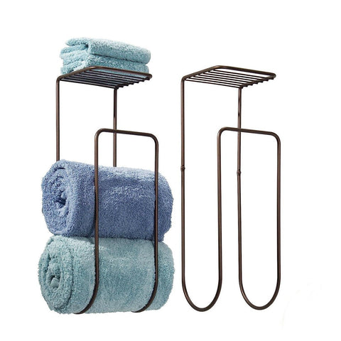 Metal Wall Mount Towel Rack Organizer with Storage Shelf - The Linen House