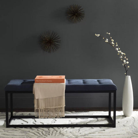 Navy Upholstered Bench - The Linen House