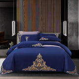 Navy Blue Luxury Embroidered Duvet Set