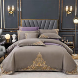 Mocha Luxury Embroidered Duvet Set - The Linen House