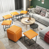 Leather Cube Ottomans - The Linen House