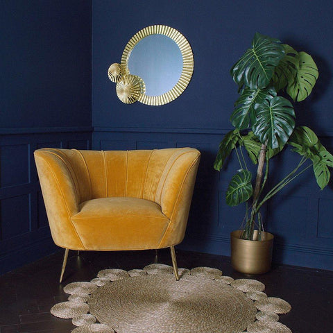 Curvarella Turmeric Mustard Velvet Chair - The Linen House