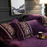 New Violet Luxury Embroidered Velvet Duvet Set - The Linen House