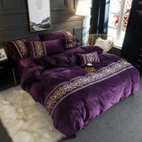 New Violet Luxury Embroidered Velvet Duvet Set - The Linen House