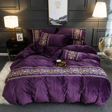 New Violet Luxury Embroidered Velvet Duvet Set - The Linen House